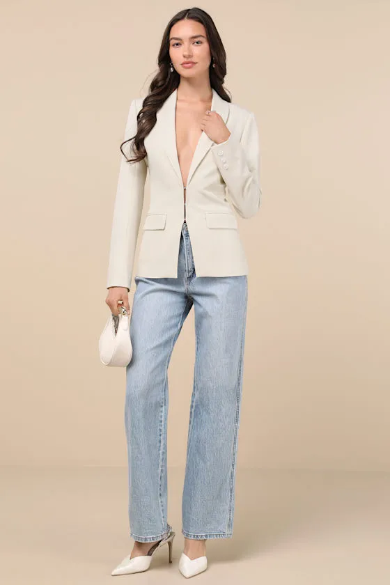 Polished Icon Cream Fitted Blazer sold by Lulus product image thumbnail 2