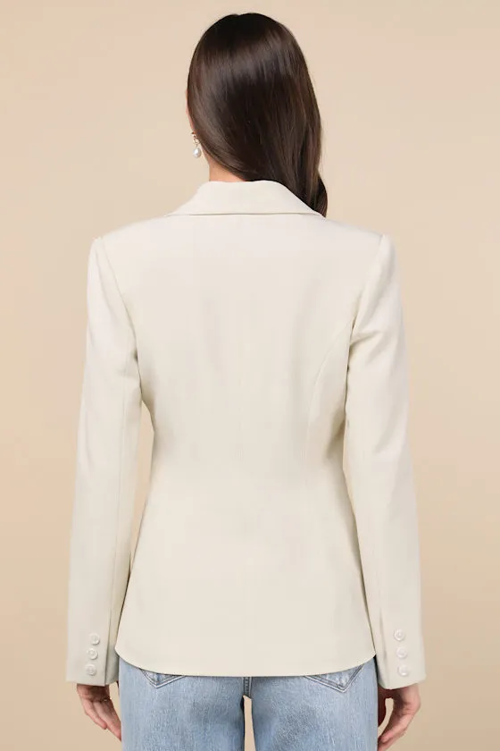 Polished Icon Cream Fitted Blazer sold by Lulus product image thumbnail 3