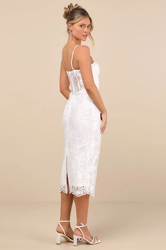 Brittley White Embroidered Bustier Midi Dress sold by Lulus product image thumbnail 3