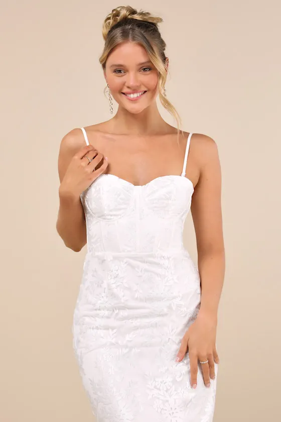 Brittley White Embroidered Bustier Midi Dress sold by Lulus product image thumbnail 4