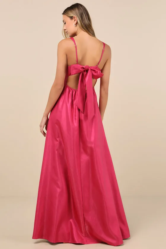 Immaculate Aura Shiny Magenta Taffeta Maxi Dress With Pockets sold by Lulus product image thumbnail 2