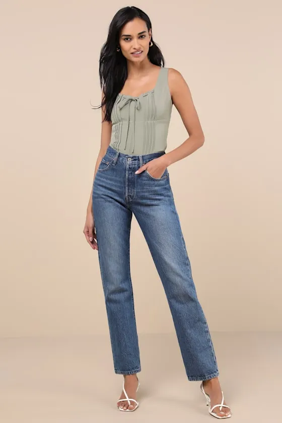 Kessa Olive Green Bustier Tank Top sold by Lulus product image thumbnail 3