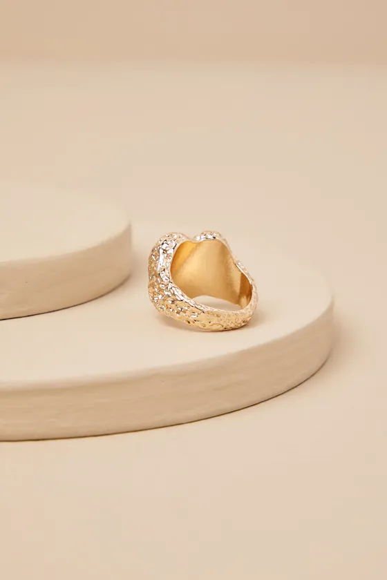Cherished Glow Gold Hammered Heart Ring sold by Lulus product image thumbnail 3