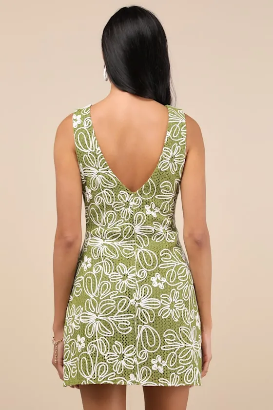 Fenicia Green Abstract Floral Embroidered Mini Dress sold by Lulus product image thumbnail 2