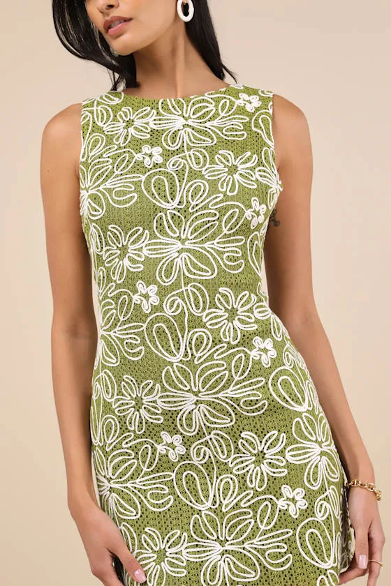 Fenicia Green Abstract Floral Embroidered Mini Dress sold by Lulus product image thumbnail 4