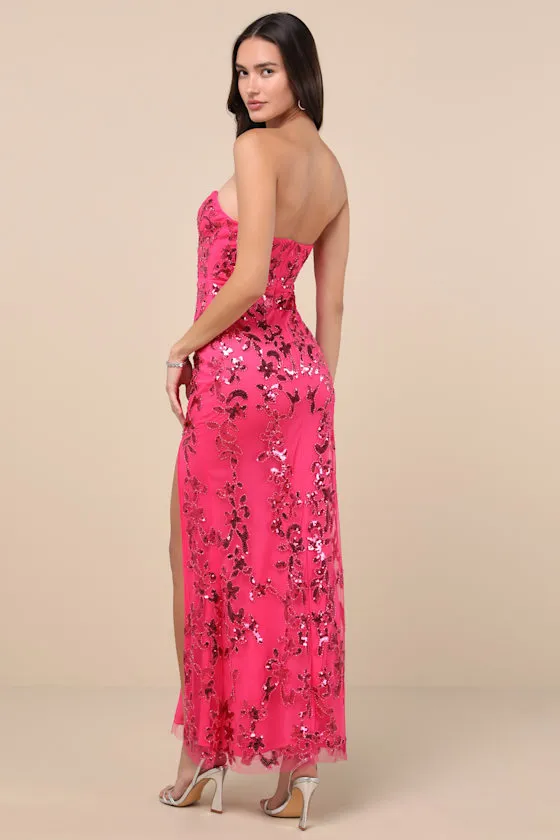 Hersilia Hot Pink Sequin Strapless Mermaid Maxi Dress sold by Lulus product image thumbnail 2