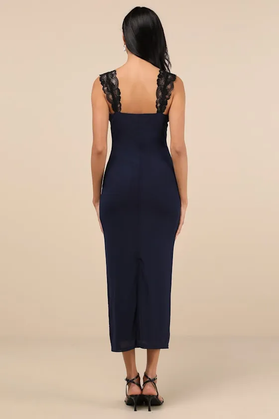 Flirty Whimsy Navy and Black Mesh Midi Dress sold by Lulus product image thumbnail 3