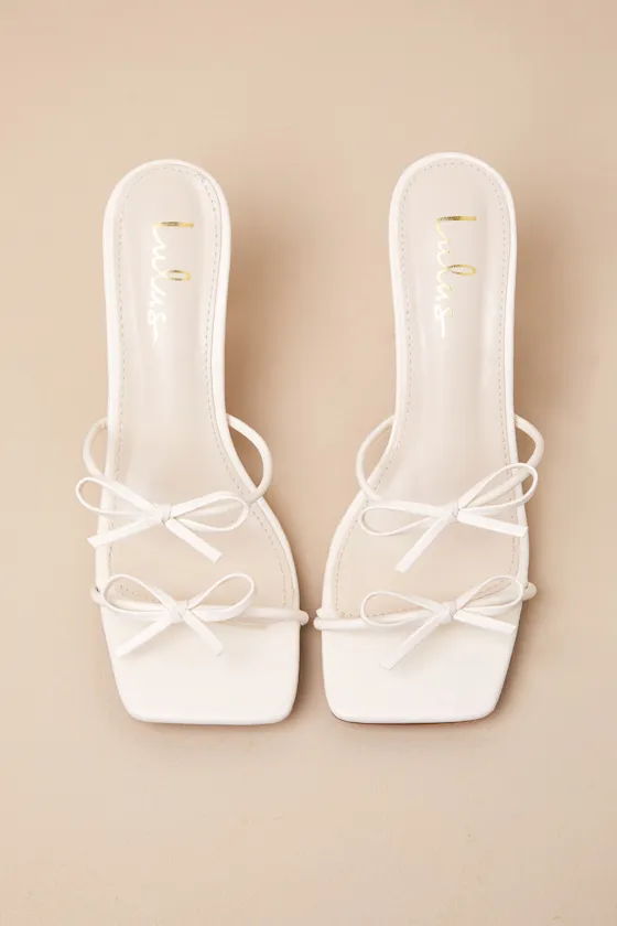 Serinda White Strappy Bow High Heel Slide Sandals sold by Lulus product image thumbnail 2