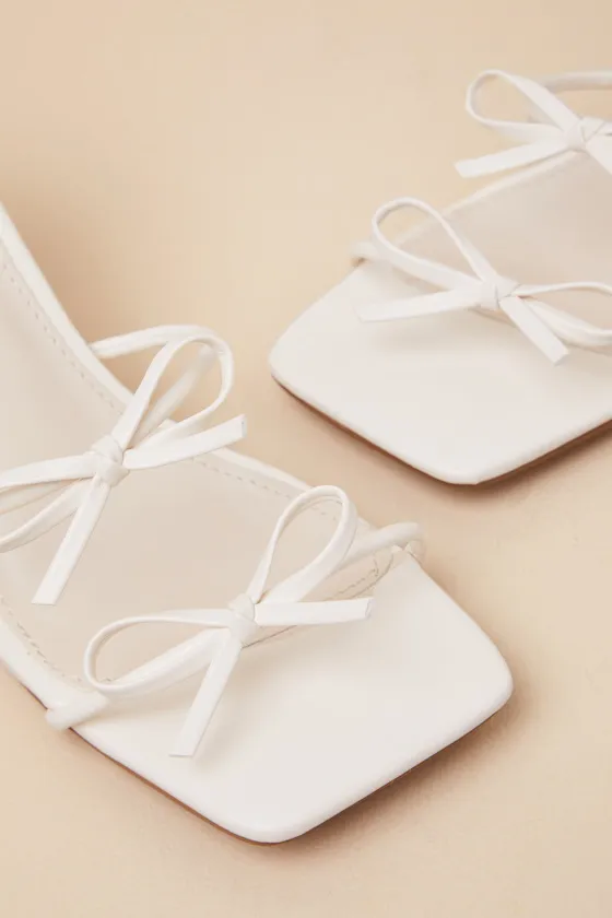 Serinda White Strappy Bow High Heel Slide Sandals sold by Lulus product image thumbnail 3