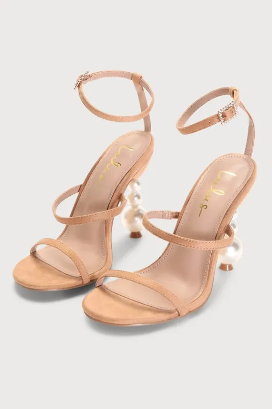 Linnett Light Nude Sculpted Heel Ankle Strap Sandals sold by Lulus