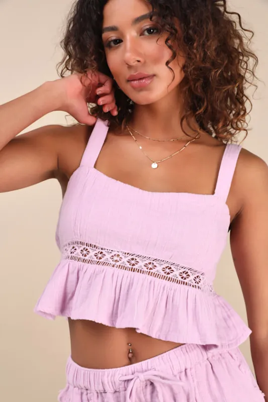 Island Time Lilac Cropped Cami Top sold by Lulus