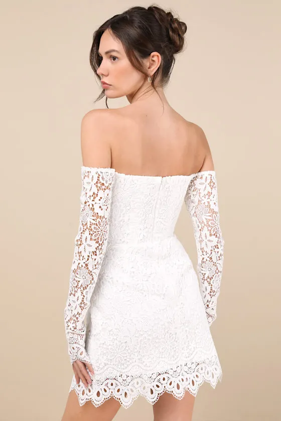 Aalia White Crochet Lace Off-The-Shoulder Mini Dress sold by Lulus product image thumbnail 2