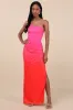 Krista Pink Ombre Mesh One-Shoulder Maxi Dress sold by Lulus