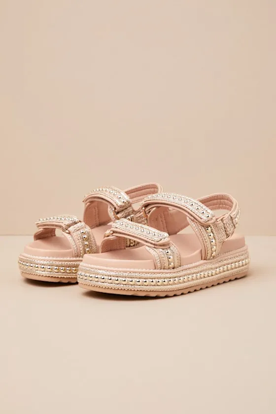 Big Mona Metallic Gold Multi Slingback Flatform Sandals sold by Lulus