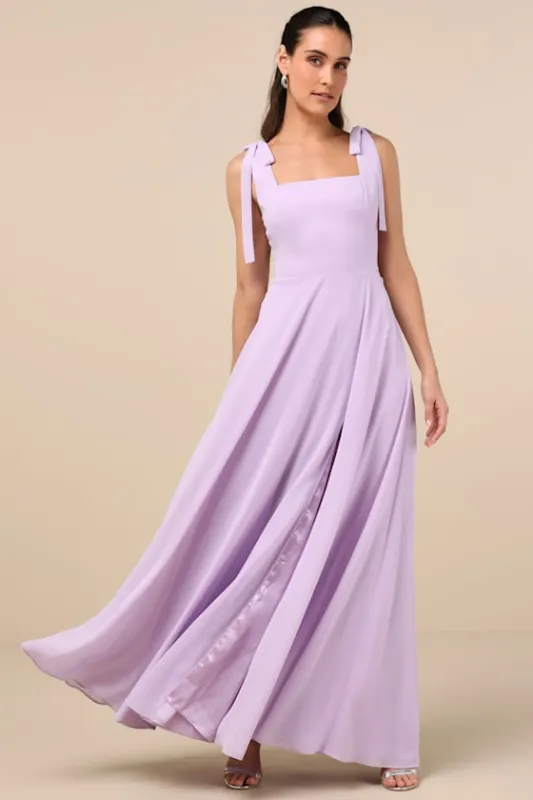Love Me Forever Lavender Tie-Strap Square Neck Maxi Dress sold by Lulus