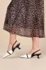 Hughette White & Black Color Block Pointed-Toe Slingback Pumps sold by Lulus