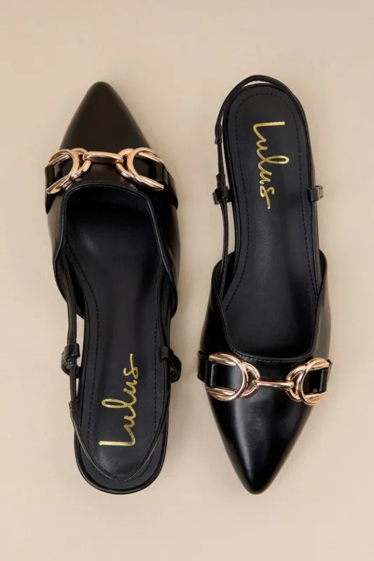 Evalie Black Horse Bit Slingback Loafer Flats sold by Lulus