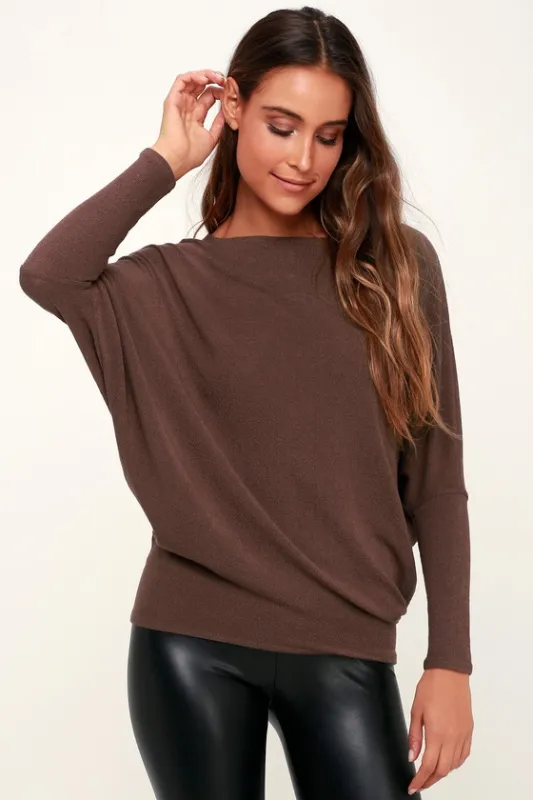 Verla Washed Plum Purple Dolman Sleeve Sweater Top sold by Lulus