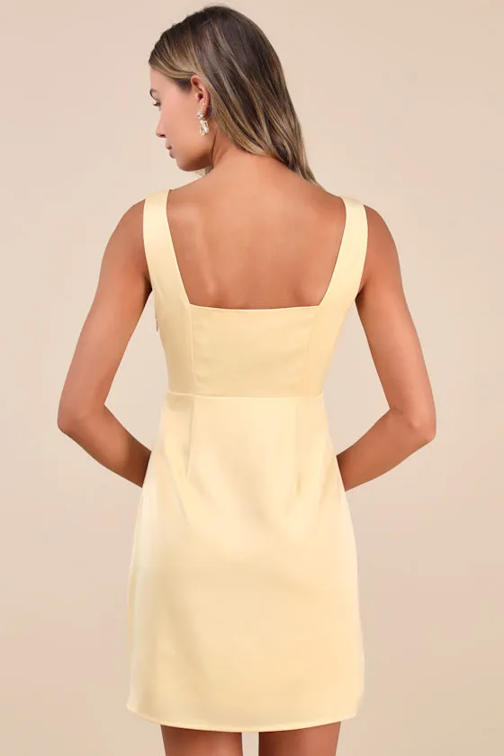 Truly the Cutest Light Yellow Satin Square Neck Mini Dress sold by Lulus product image thumbnail 2