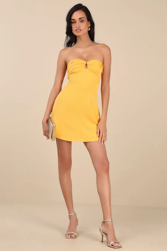 Gillian Yellow Pleated Strapless Mini Dress sold by Lulus product image thumbnail 3