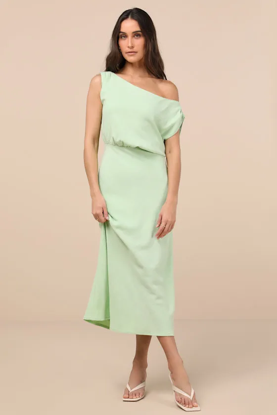 Casual Enchantment Mint Green Linen Off-the-Shoulder Midi Dress sold by Lulus product image thumbnail 3