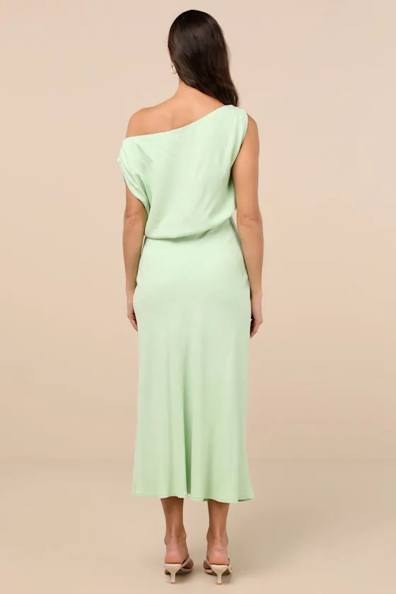 Casual Enchantment Mint Green Linen Off-the-Shoulder Midi Dress sold by Lulus product image thumbnail 4