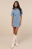 Renske Light Wash Denim Floral Button-Front Mini Dress sold by Lulus