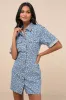 Renske Light Wash Denim Floral Button-Front Mini Dress sold by Lulus
