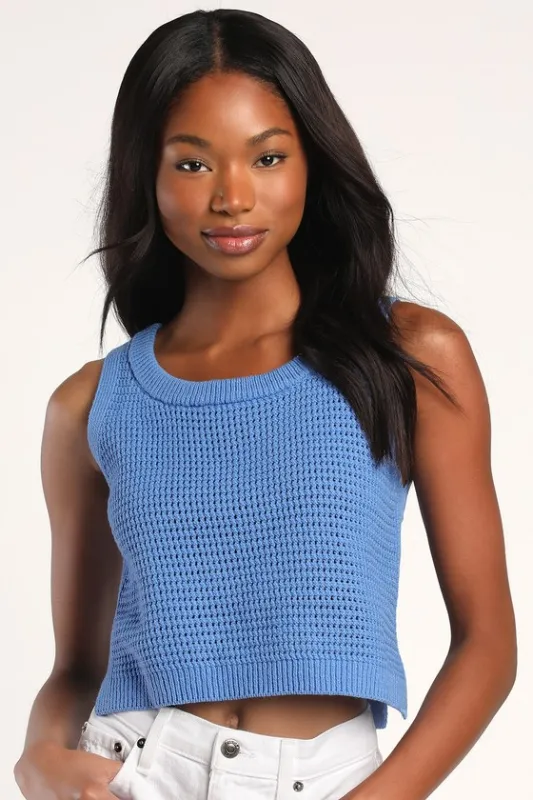 Get The Look Periwinkle Loose Knit Sweater Tank Top made by Lulus