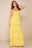 Seriously Sensational Yellow Strapless Tiered Maxi Dress sold by Lulus