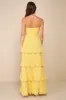 Seriously Sensational Yellow Strapless Tiered Maxi Dress sold by Lulus