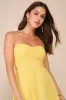 Seriously Sensational Yellow Strapless Tiered Maxi Dress sold by Lulus