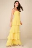 Seriously Sensational Yellow Strapless Tiered Maxi Dress sold by Lulus