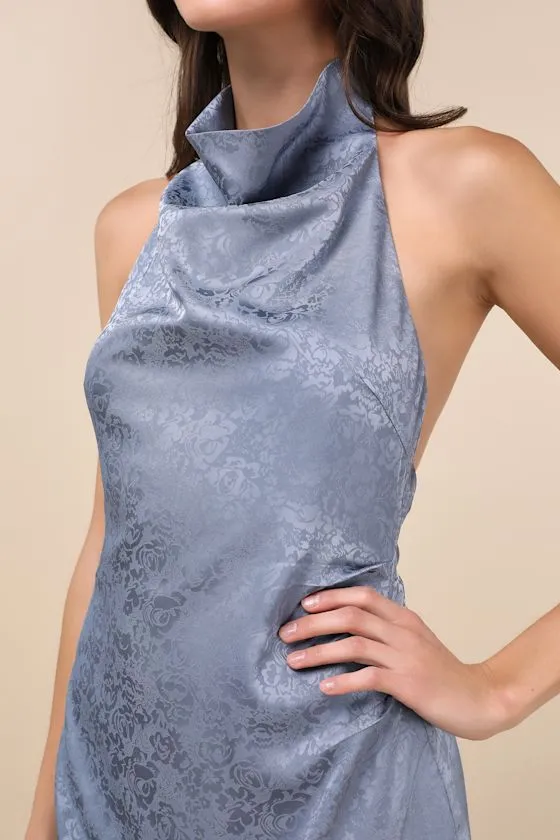 Simply a Stunner Slate Blue Cowl Backless Mini Dress sold by Lulus product image thumbnail 4