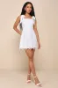 Lovable Aesthetic White Embroidered Tie-Strap Mini Dress sold by Lulus