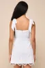 Lovable Aesthetic White Embroidered Tie-Strap Mini Dress sold by Lulus