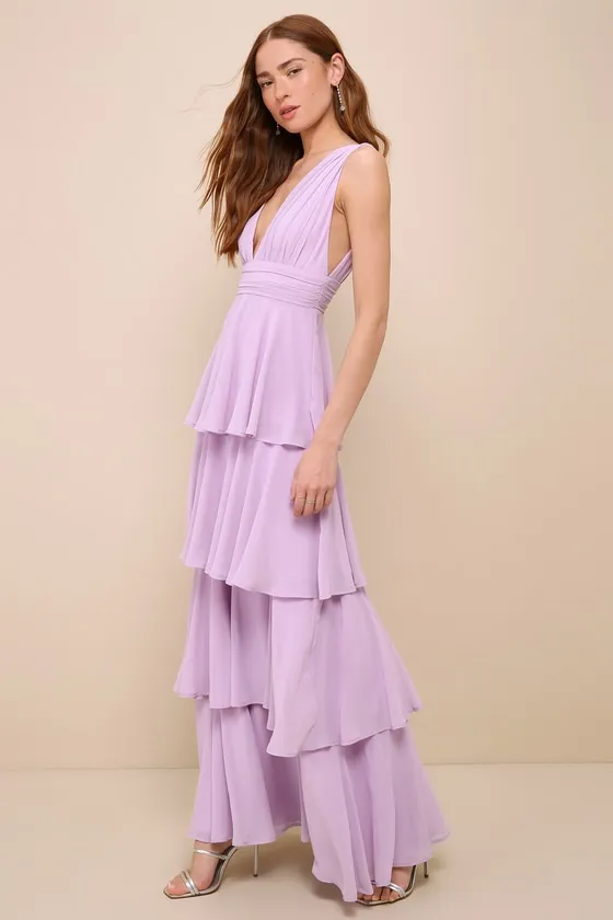 Amazing Evening Lavender Tiered Maxi Dress sold by Lulus product image thumbnail 3
