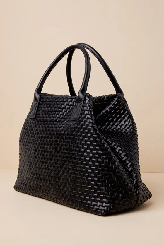 Big Time Moves Black Woven Oversized Tote Bag sold by Lulus