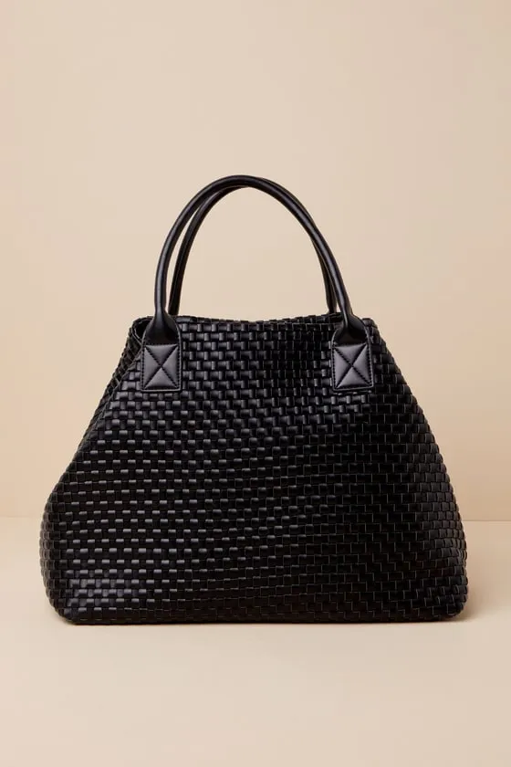 Big Time Moves Black Woven Oversized Tote Bag sold by Lulus product image thumbnail 4