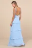 Sincerely Poised Light Blue Backless Bustier Tiered Maxi Dress sold by Lulus