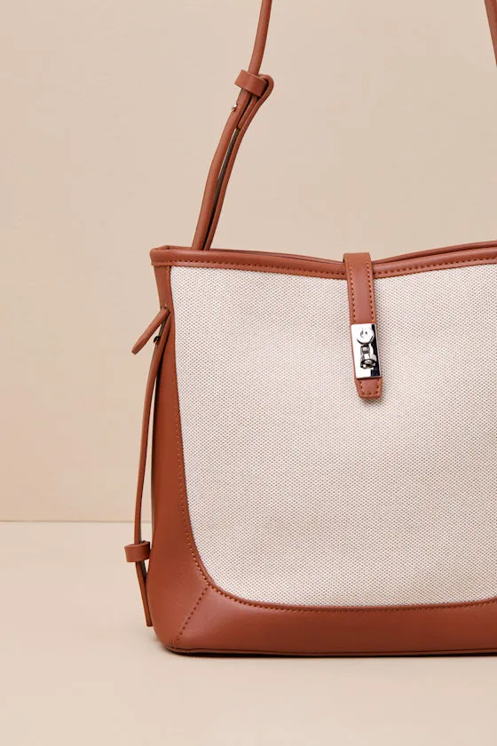 Nakia Ivory and Brown Crossbody Bag sold by Lulus