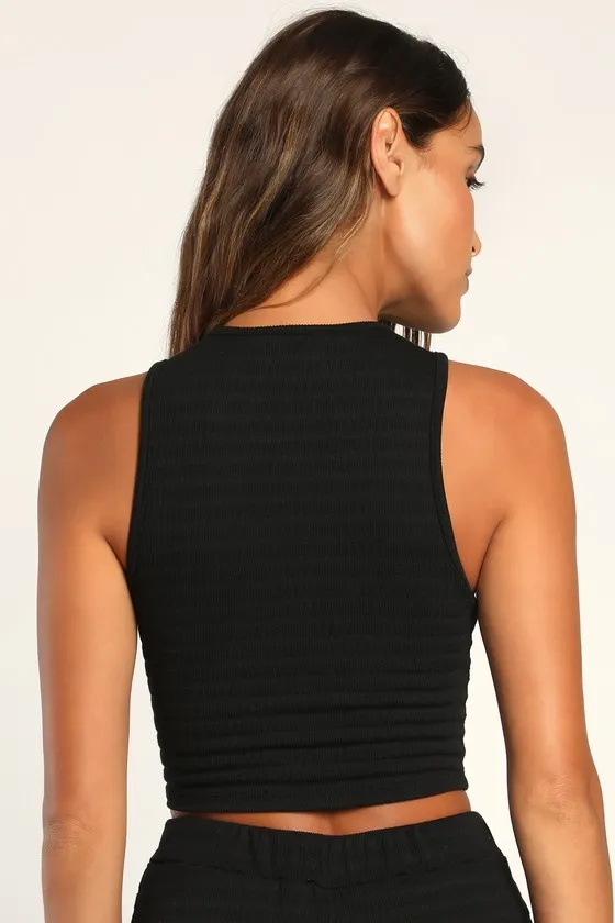 Blissful Beginnings Black Sleeveless Crop Top sold by Lulus product image thumbnail 4