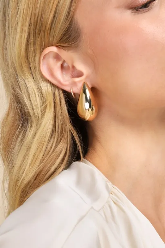 Bold Expression Gold Chunky Teardrop Statement Earrings made by Lulus
