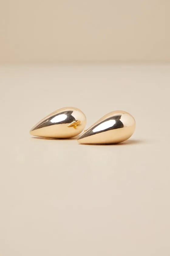 Bold Expression Gold Chunky Teardrop Statement Earrings sold by Lulus product image thumbnail 3