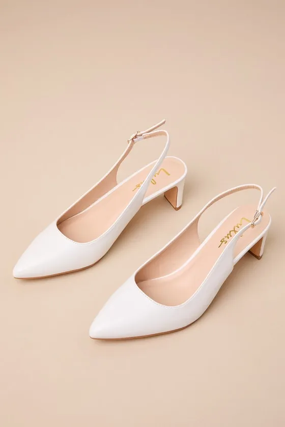 Bastienne White Pointed-Toe Slingback Pumps sold by Lulus product image thumbnail 2