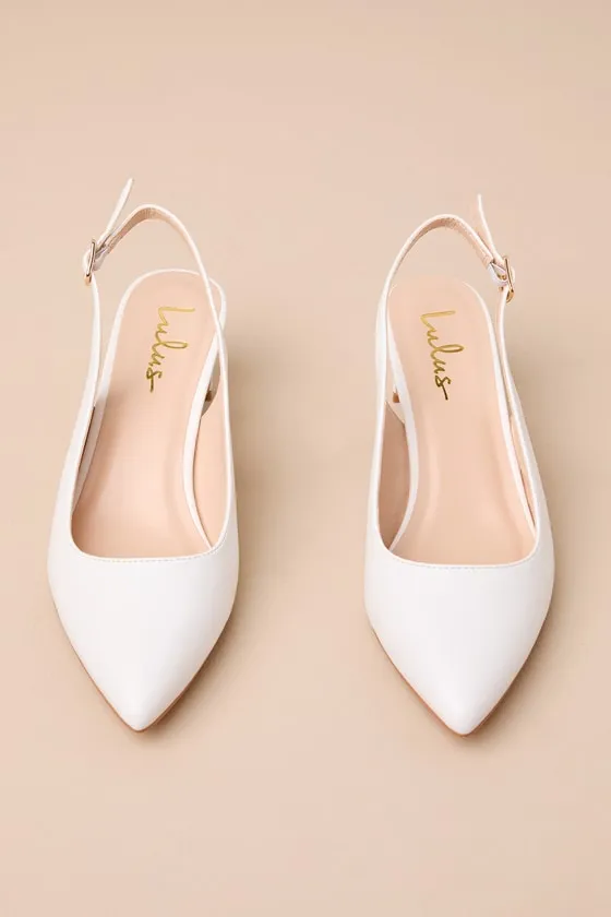 Bastienne White Pointed-Toe Slingback Pumps sold by Lulus product image thumbnail 3