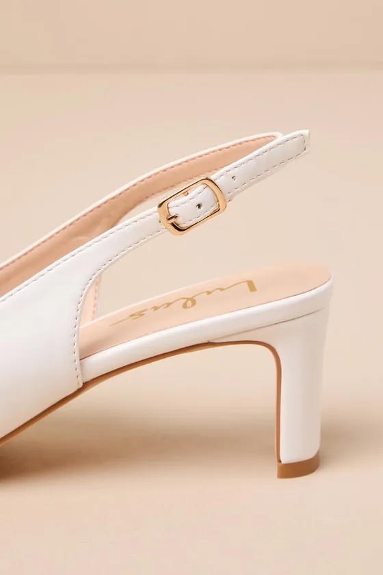 Bastienne White Pointed-Toe Slingback Pumps sold by Lulus product image thumbnail 4