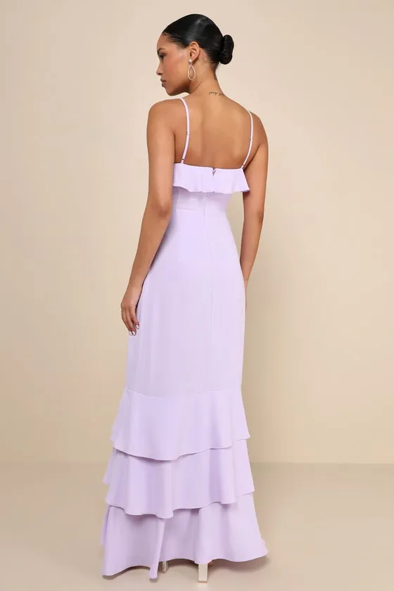 Lively Evenings Lavender Sleeveless Tiered Maxi Dress sold by Lulus product image thumbnail 2