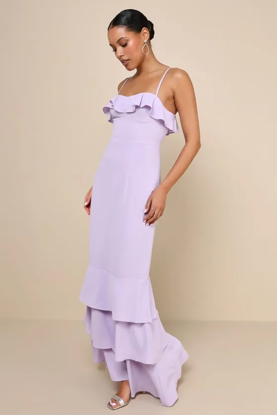Lively Evenings Lavender Sleeveless Tiered Maxi Dress sold by Lulus product image thumbnail 3