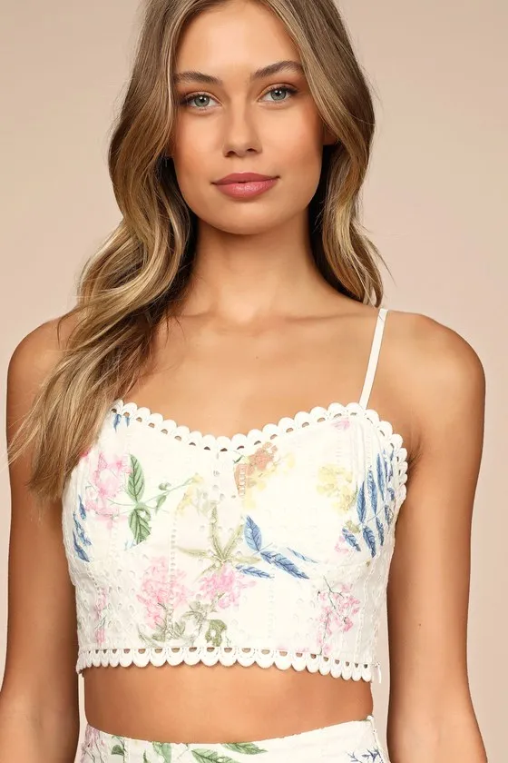 Sweet At Heart White Floral Embroidered Two-Piece Midi Dress sold by Lulus